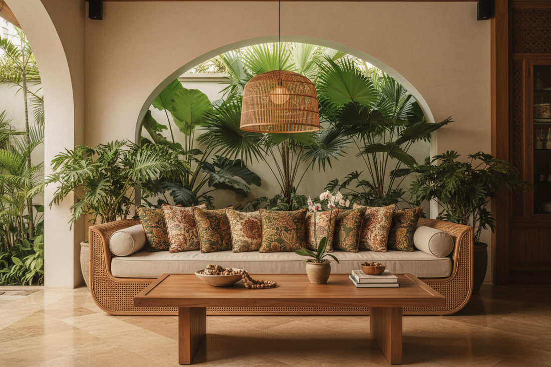 Salon Tropical : Le Vert et le Rotin en Harmonie