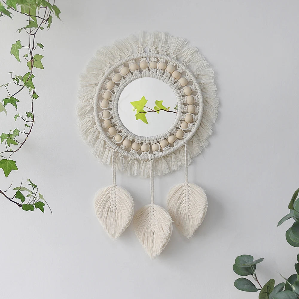 Miroir Macramé Rond Bohème — Décoration Murale Artisanale