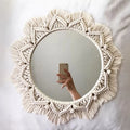 Miroir Rond Décoratif en Macramé Bohème — Décor Mural Artisanal